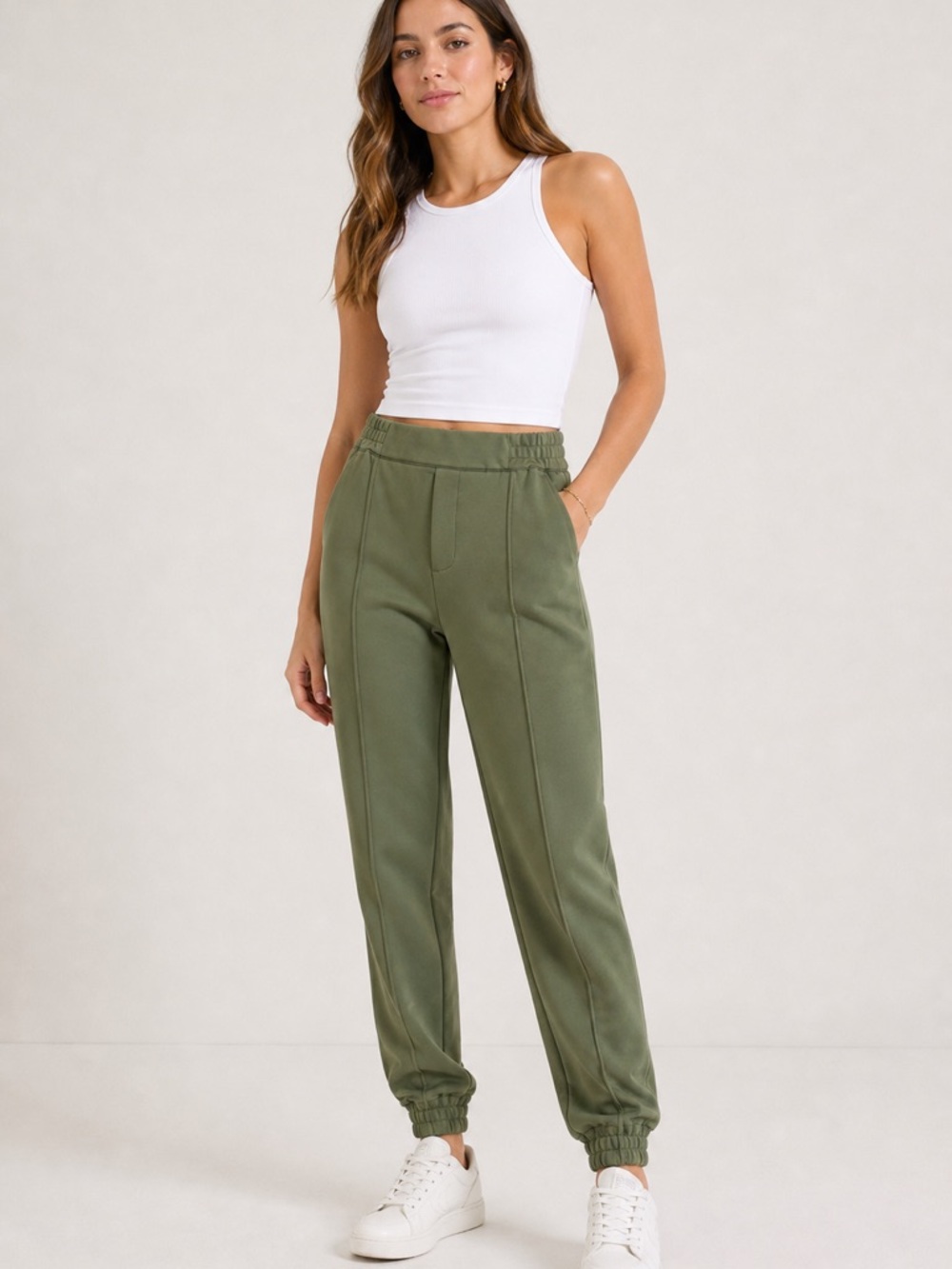 Zella Jogger Pants Womens Green Athleisure Elastic Waist Travel Activewear Small